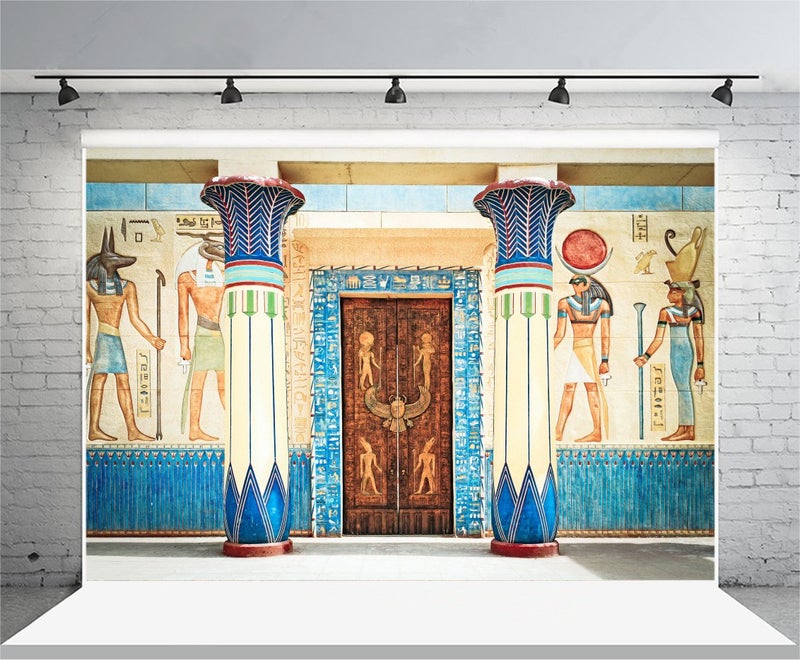 Yeele 10x8ft Ancient Egyptian Fresco Photography Backdrop Vinyl Shrines Mural Religion Totems Stone Wall Painting Photo Background History Culture Heritage Relic for Photo Video Shoot Studio Props - Image 1